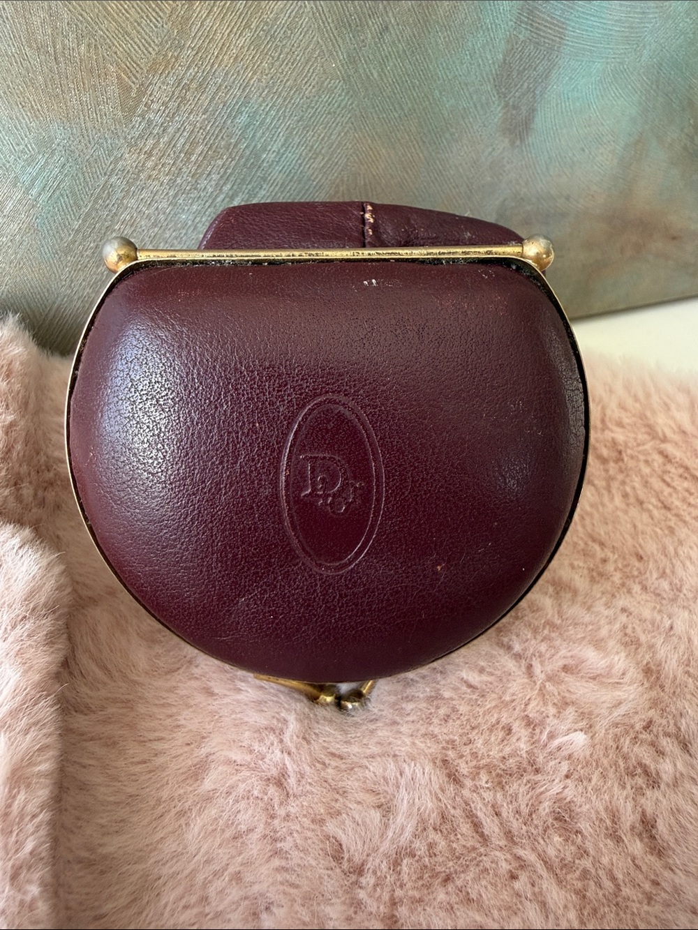 Vintage Christian Dior Burgundy Leather Collapsible Coin Purse - Picture 10 of 10